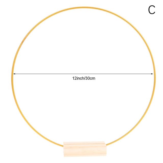 Guirlanda de Ouro com Suporte de Madeira para DIY e Decoração de Casamentos, Aro Floral e Macramé Artisanal
