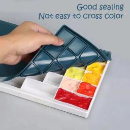 10/12/24 grade cor paleta caixa de pintura compartimento plástico macio caixa de silicone com capa flip transparente retangular tinta a óleo - Image 2