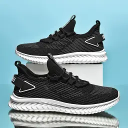 Tênis de tecido elástico respirável para homens, confortável tênis esportivo de corrida, leve, macio, tamanho grande 47, 48, novo, 2022 - Image 2