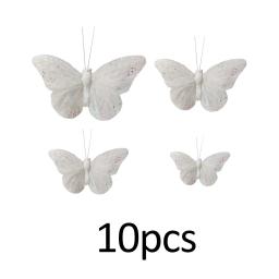 Parede adesivos com borboleta decoração, 10 peças, moda, artesanato, pena, branco - Image 2