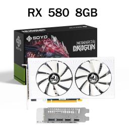 Placas Gráficas SOYO Radeon RX580 8GB GDDR5 Memória Cartão de Vídeo para Jogos PCIE3.0x16 GPU Componentes de Computador Desktop AMD 256bit - Image 1