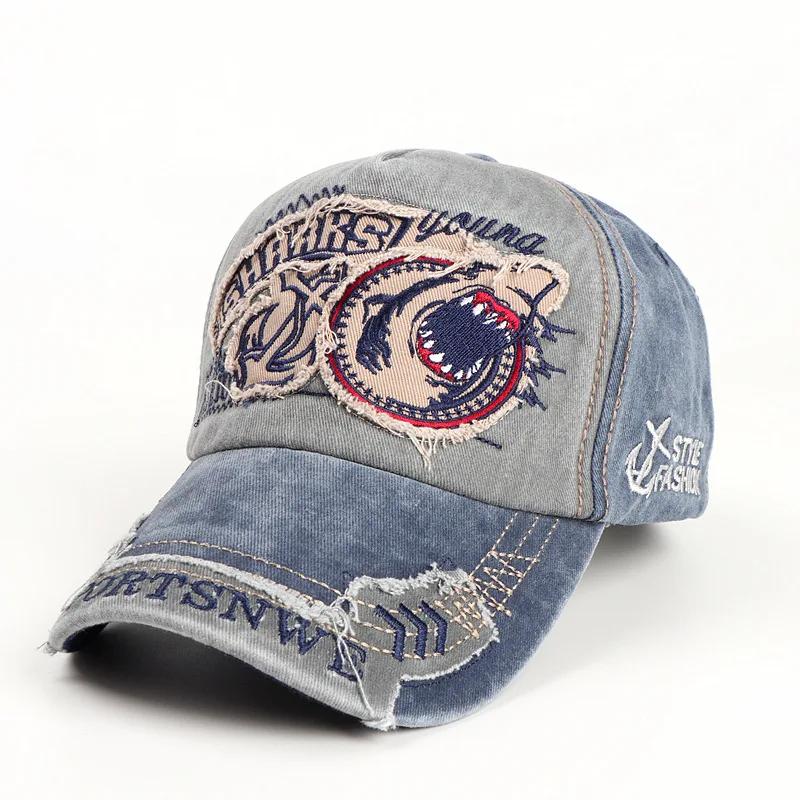 Colar Bonés de beisebol retro bordados denim para homens e mulheres, chapéu Hip Hop ajustável, chapéu casual, streetwear, chapéu pai, chapéus de sol de algodão - Image 1