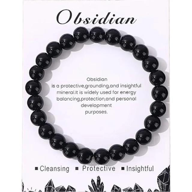 Pulseiras de Pedra Natural e Cristal para Homens e Mulheres: Estilo, Cura Reiki, Alívio do Estresse e Proteção à Saúde.
