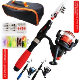 Telescópica Mini Pesca Varas Combo Set, Hastes Dobráveis Carretéis, Iscas, Ganchos, Bolsa, Kit de Pesca Portátil para Crianças e Adultos, 31cm - Image 1