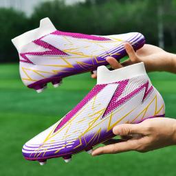 Botas de futebol de treinamento com grama antiderrapante masculinas, sapatos de futebol, chuteiras de cano alto, tênis antiderrapante, adolescentes, ultraleves - Image 4