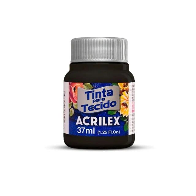 Tinta Fosca Acrilex 37ml na Cor Preto para Tecido