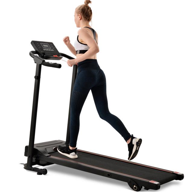 Esteira de Fitness Dobrável com Display LED, Almofada Compacta e Suporte para Telefone - Velocidade de 1 a 12 km/h com 12 Programas de Treino