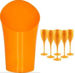 Plástico laranja e flautas rosa, conjuntos de balde para festa ou casamento, pode personalizar o logotipo, entre em contato comigo agora! - Image 4