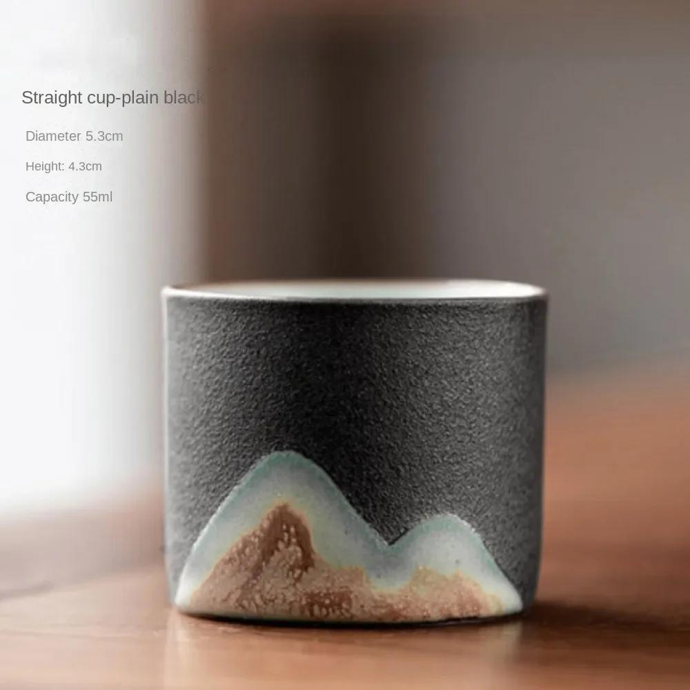 Caneca De Café De Cerâmica Com Cabo De Madeira, Copo De Água Do Escritório, Filtro Retro, Copo De Chá Artesanal, Presente De Aniversário, 80ml - Image 1
