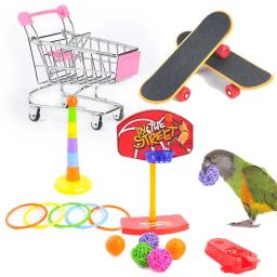 Bird Training Toy Suprimentos, carrinho de basquete, carrinho de compras Lovebird, sapatos, skate canário, acessórios papagaio - Image 6
