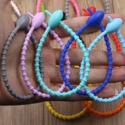 10 pçs/lote 13 cores silicone reutilizável saco laços torção fio fixar cabo zip tie fone de ouvido linha dados universal magia - Image 4