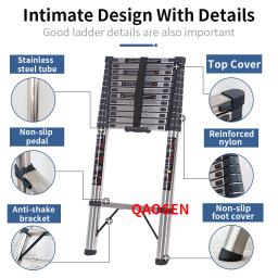 Escada telescópica única de aço inoxidável de 3.9m para escalada em casa Escada dobrável Escadas de engenharia para altura - Image 2