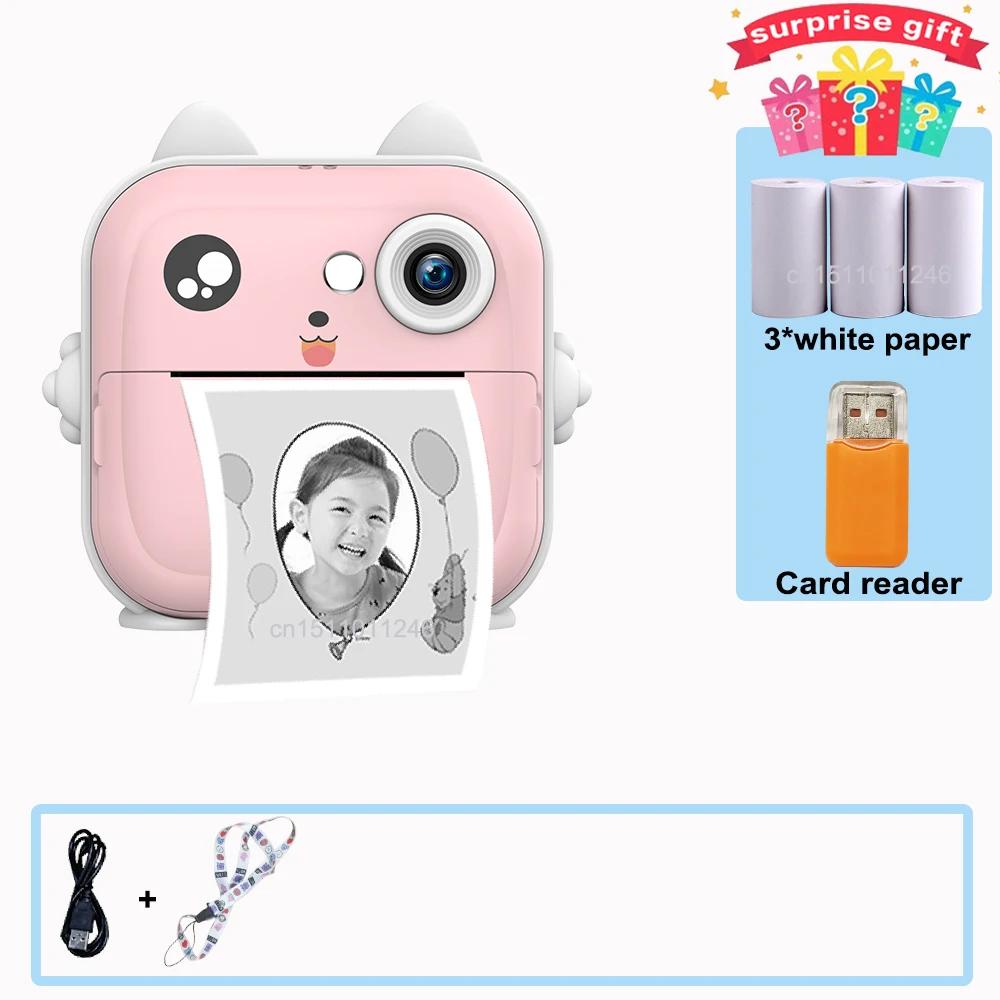 Câmera digital instantânea com cordão para crianças, 2.4 Polegada Tela IPS, impressão Full HD, orelha leve, presentes de aniversário para meninos e meninas - Image 1