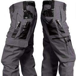 Calça tática militar de carga masculina, calça casual solta, multi bolsos, resistente ao desgaste, para treinamento ao ar livre, caminhada - Image 3