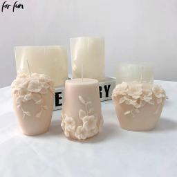 Para Diversão Rattan Flores Silicone Candle Mold Forma de Gesso Escultura Arte Aromaterapia Gesso Decoração Para Casa Mold Wedding Gift - Image 1