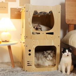 Ninho de madeira multi-camada, Cat Hammock, Cat's Villa Cabinet, casa de cama fechada, DIY - Image 2