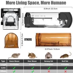 Armadilha De Rato De Plástico Reutilizável Empresa Humana Segura, Catcher De Rato Doméstico Roedores Self-Locking Inteligentes, Jardim Interior Ao Ar Livre - Image 2