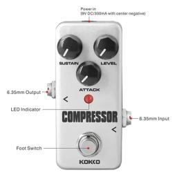 KOKKO-Guitarra Elétrica Efeitos Pedal Compressor, Mini Tuner, Distorção Efeito Overdrive, True Bypass, Acessórios - Image 4