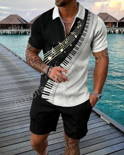 Fato de treino casual impresso em 3D masculino, conjunto de roupas esportivas, camiseta de manga curta, polo de lapela, roupas masculinas, jogging, verão - Image 6
