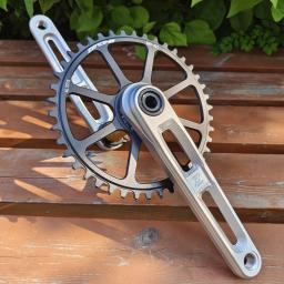 Zeroing bicicleta de estrada pedaleira 165/170/175mm oco manivela integrada fogo chainring al dobrável bicicleta 40/42/44/46/48/50t roda dentada - Image 2