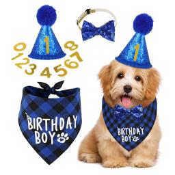 Dog Birthday Party Decoração Set, Pet Supplies, cachecol triângulo, chapéu bonito, gravata, colarinho, acessório do cão - Image 5