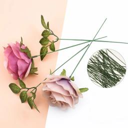 Flores Artificiais Pólo Ferro Fio De Seda Rosas Folha, DIY Grinalda Presentes, Artesanato Scrapbooking, Plantas Falsas, Decoração De Casa Do Casamento, 50Pcs - Image 2