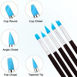 Silicone Clay Sculpting Tool, Ferramenta de Modelagem & Pottery Craft Uso para DIY Artesanato, Escova De Silicone, Escultura Cerâmica DIY, 5Pcs - Image 3