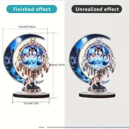 Cristal Diamante Pintado Dreamcatcher Lobo Kit Digital, 5D Arte Artesanato, Home Office Desktop Decor, 1 Pc - Image 2