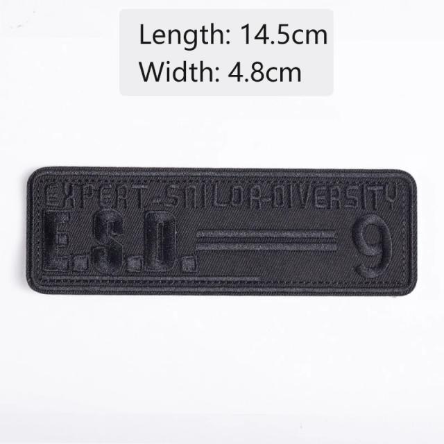 Patch Bordado Preto Auto-adesivo para Roupas de Couro - Conjunto com 6 Patches para Decoração e Reparo de Vestuário