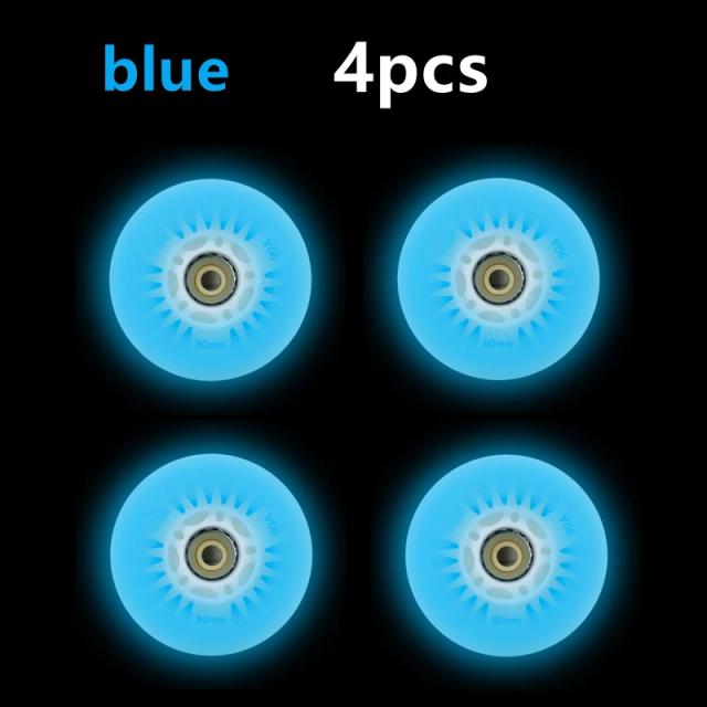 Patins de Velocidade com Rodas LED - Pneus PU de 60mm a 125mm, Conjunto com 4 Peças