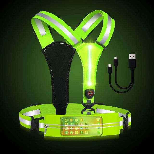 Colete Brilhante e Reflexivo com LED para Corrida Noturna e Ciclismo com Correias e Luzes de Advertência