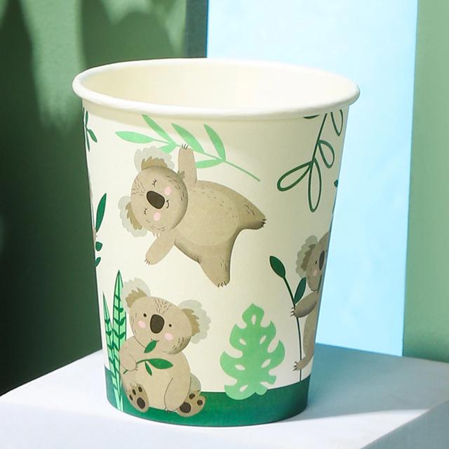 Copo de Papel Descartável Coala para Festas Temáticas e Piqueniques - 25 Unidades de 9oz