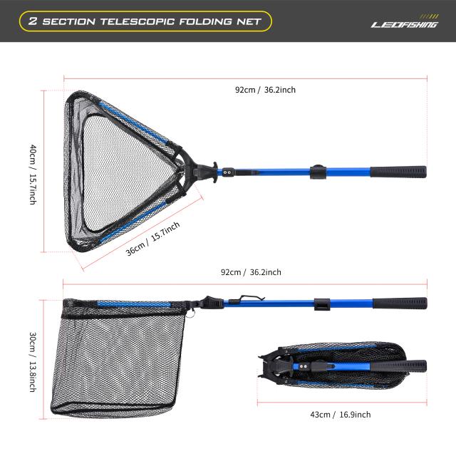 Pólo Telescópico Ultralight LEOFISHING: Dobrável e Leve para Pesca com Isca e Mão Net, Disponível em 72cm e 92cm