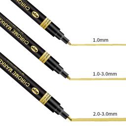 Espelho Galvanoplastia Marcador, Ouro, Prata, Cobre, Modelo Toy, Reparação Líquido Caneta Cromo, DIY Pintura Reflexiva Metal, 1Pc, 3 Cores - Image 4