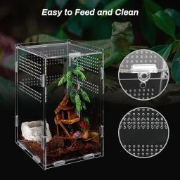 Terrário acrílico transparente para réptil, caixa de reprodução, nano gaiola, tarântula arbórea, dragão barbudo, reprodução - Image 2