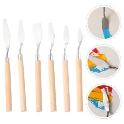 Raspador de tinta a óleo prático, espátulas práticas, agitação, cabelo curto, mistura de madeira, cortadores de pintura acrílica, estudantes, 6 pcs - Image 5