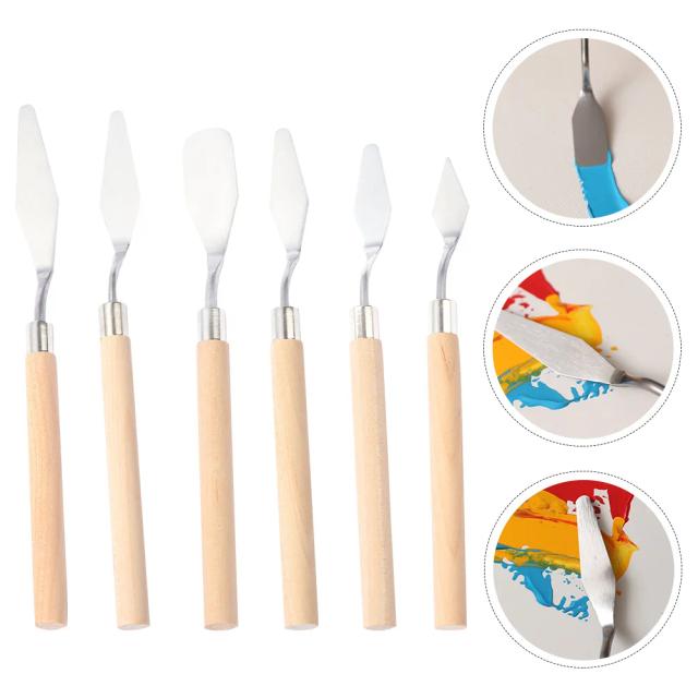 Conjunto Prático de 6 Peças para Pintura: Raspador de Tinta a Óleo, Espátulas e Cortadores para Estudantes