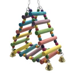 Escada De Escalada De Madeira Arco-íris Com Sinos, Brinquedo Papagaio Pendurado, Acessórios Para Gaiola De Pássaros, Pássaros Grandes e Pequenos - Image 2