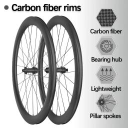 Rodas de estrada de carbono 700c 28 32 35 38 42 45 50 55 65mm 24 furos conjunto de rodas de aro largo 700c disco de bloqueio central 6 pontos rodas de bicicleta de corrida - Image 3