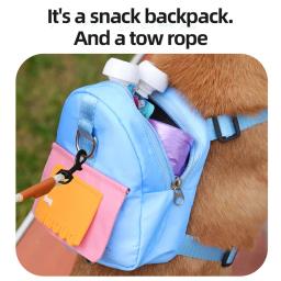 Grande Capacidade Multifuncional Pet Snack Saco de Armazenamento com Trela, Ajustável Arnês Mochila, Adequado para Viagens, Caminhada, Cães - Image 5