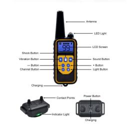 800m coleira de treinamento do cão elétrico à prova dwaterproof água pet controle remoto recarregável treinamento coleira do cão com som vibração choque - Image 3