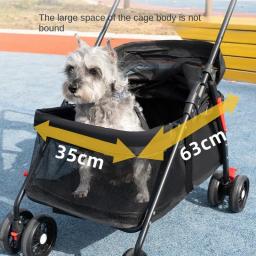 Carrinho de estimação dobrável leve, carrinho para cães pequenos e gatos, viagem ao ar livre, prato de refeição respirável - Image 3