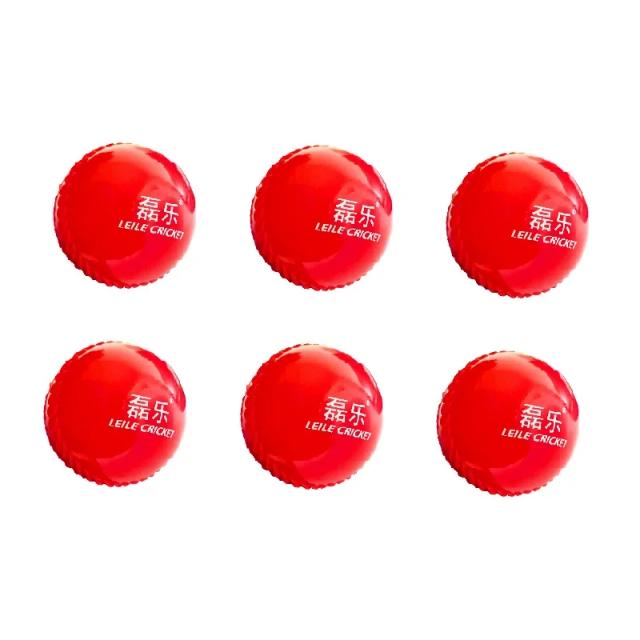 Bola de Críquete de Plástico para Iniciantes - Conjunto de 6 Bolas de Borracha Vermelha Oca, Ideal para Práticas com Adereços Antiderrapantes e Elásticos