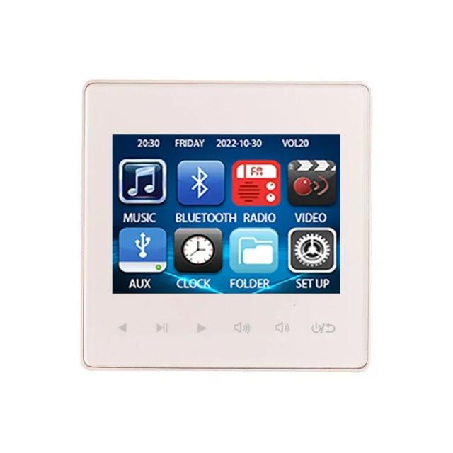 Home Theater Bluetooth com Amplificador de Parede 2 ou 4 Canais e Painel de Música para Residências e Hotéis - Touch de 2.8" HD