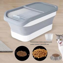 Recipientes de armazenamento de comida dobrável, grande capacidade hermética comida seca, cão e gato selado balde, acessórios para animais de estimação - Image 2