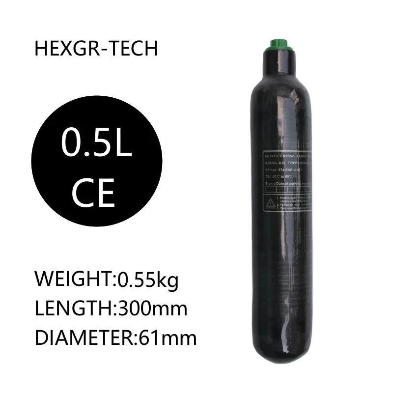 Fibra De Carbono Cilindro HPA Tanque, Cilindro De Gás De Alta Pressão, FX Caça Mergulho, M18 x 1.5, 4500Psi, 300Bar, 30Mpa0.42L, 0.5L, 500cc - Image 1