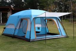 Outdoor Camping tenda de luxo de dupla camada, Tent Família Grande, impermeável e protetor solar, dois quartos e um quarto, 5-8 pessoas - Image 3