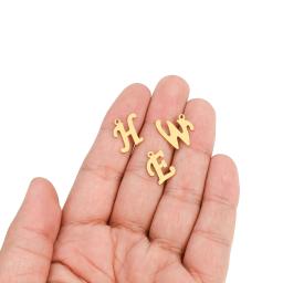 26 pcs/set Aço Inoxidável Cor do Ouro Fina Letra Inicial Encantos Alfabeto Pingentes para DIY Pulseiras Jóias Colar Fazendo - Image 5