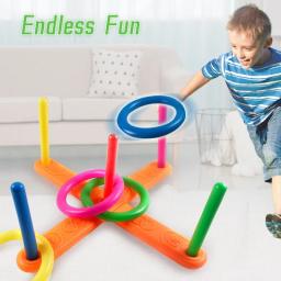 Conjunto de jogo de lançamento de anel esportivo de plástico colorido com 5 anéis festa de aniversário jogando jogos de quintal para crianças adultos brinquedos educativos ﻿ - Image 5