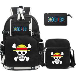 One Piece Grande Capacidade Anime Mochila Monkey D, One Piece, 3pcs por conjunto Luffy Schoolbag para estudantes, mochilas para adolescentes, de volta às aulas, menino e menina - Image 1